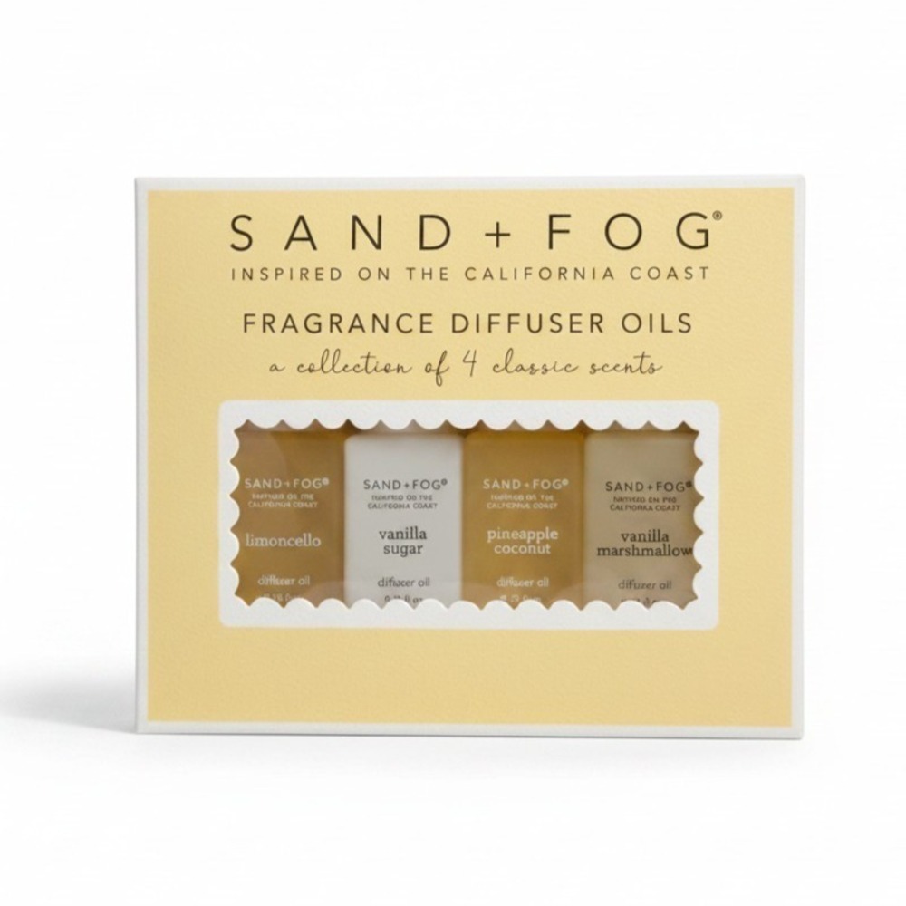 SAND + FOG Fragrance Diffuser Oil 4pk Limincello vanilla pineapple coconut